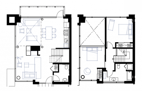 Floor plan for 2 beds, 2 baths, 1398 sqft